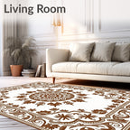 Brown Floral Medallion Border Rug