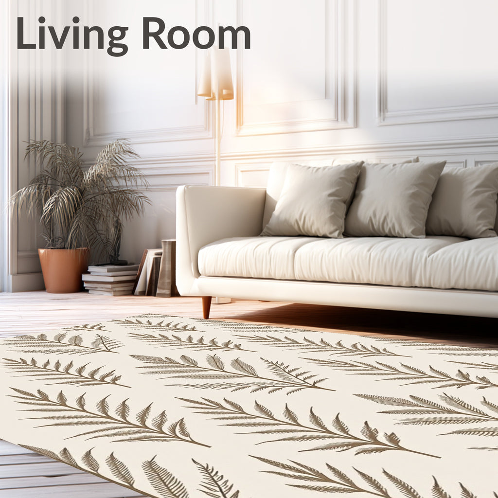 Earthy Brown Fern Leaf Harmony Rug
