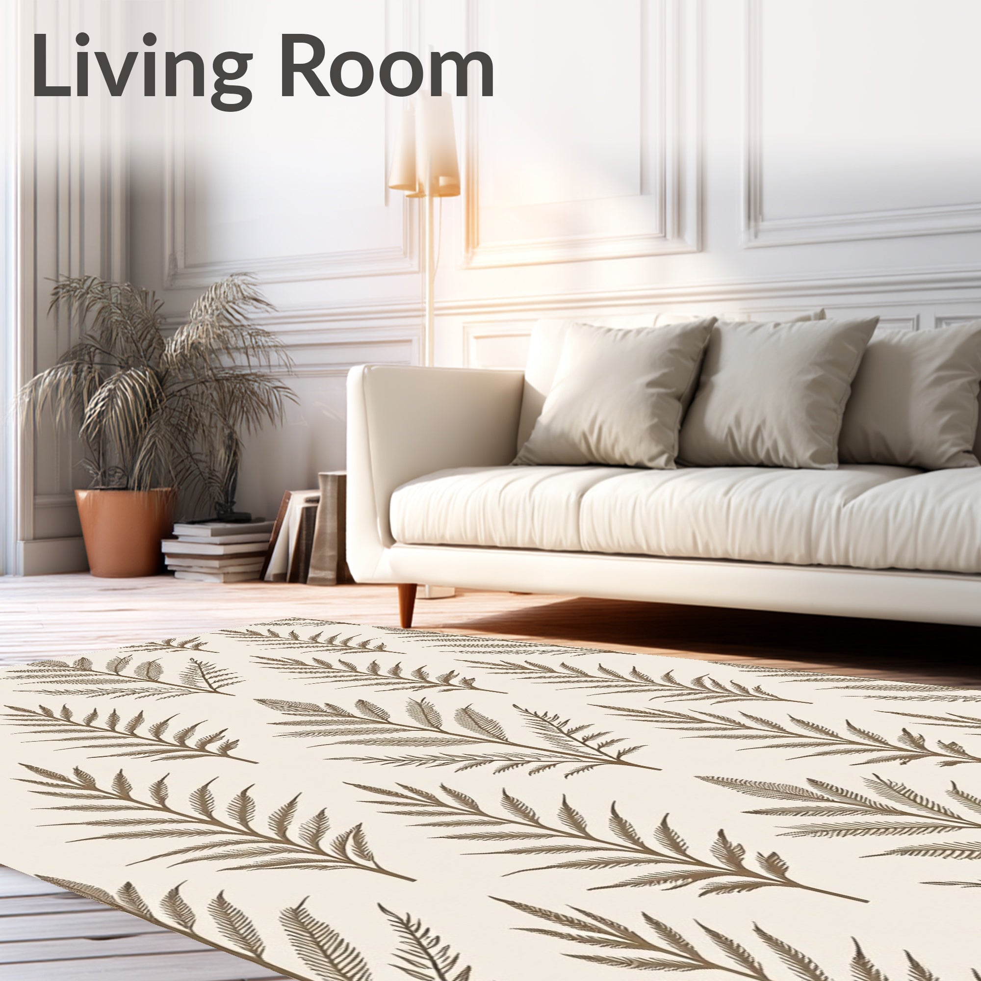 Earthy Brown Fern Leaf Harmony Rug