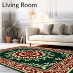 Deep Teal Crimson Medallion Border Rug