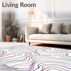 Vivid Wavy Contour Line Art Rug