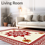 Crimson Sun Yellow Arrow Border Rug