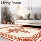Classic Red Floral Medallion Border Rug