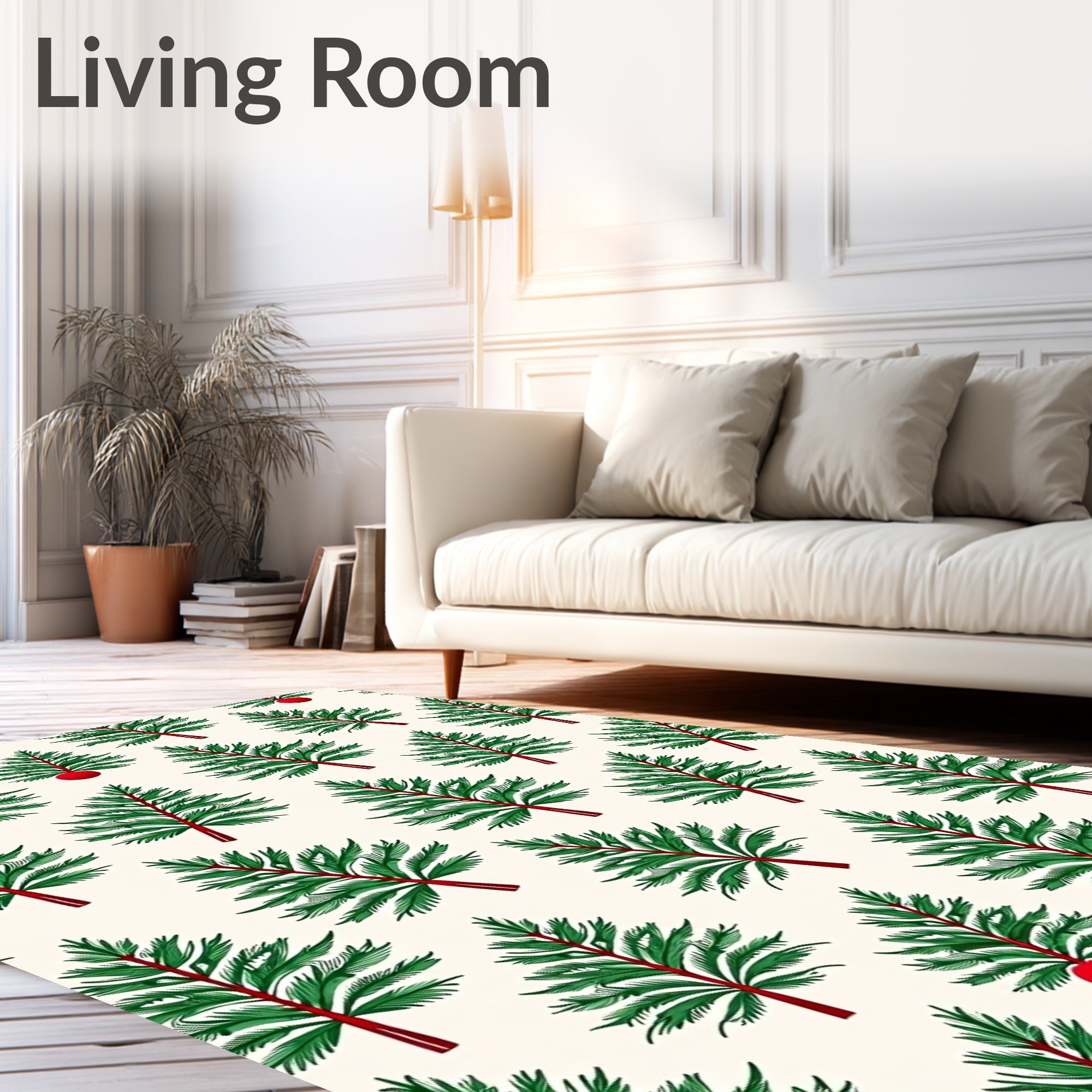 Green Pine Christmas Ornament Repeating Rug