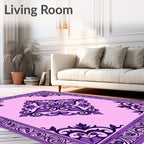Elegant Purple Floral Scroll Rug