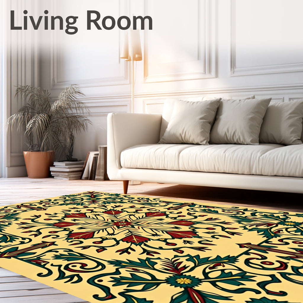 Crimson Teal Floral Medallion Swirl Rug