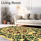 Crimson Teal Floral Medallion Swirl Rug