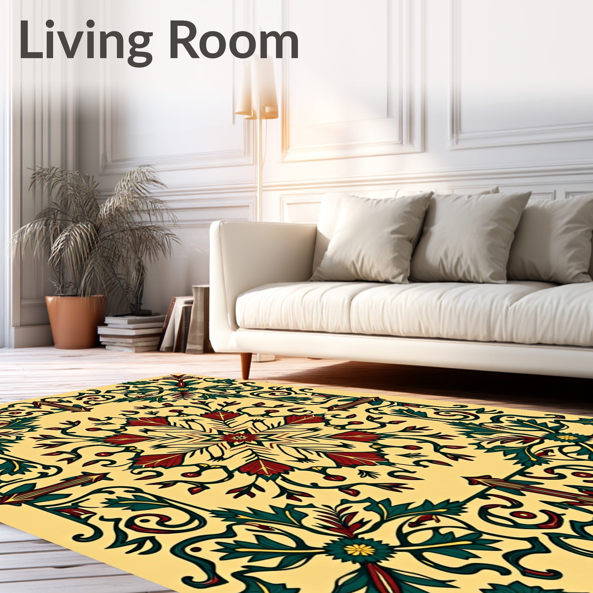 Crimson Teal Floral Medallion Swirl Rug