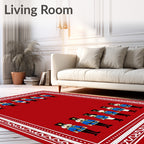 Red Blue Whimsical Nutcracker Soldiers Rug