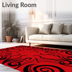 Bold Red Swirl Fire Element Rug