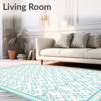 Teal Butterfly Garden Medallion Rug
