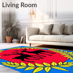 Crimson Red Deer Laurel Wreath Rug