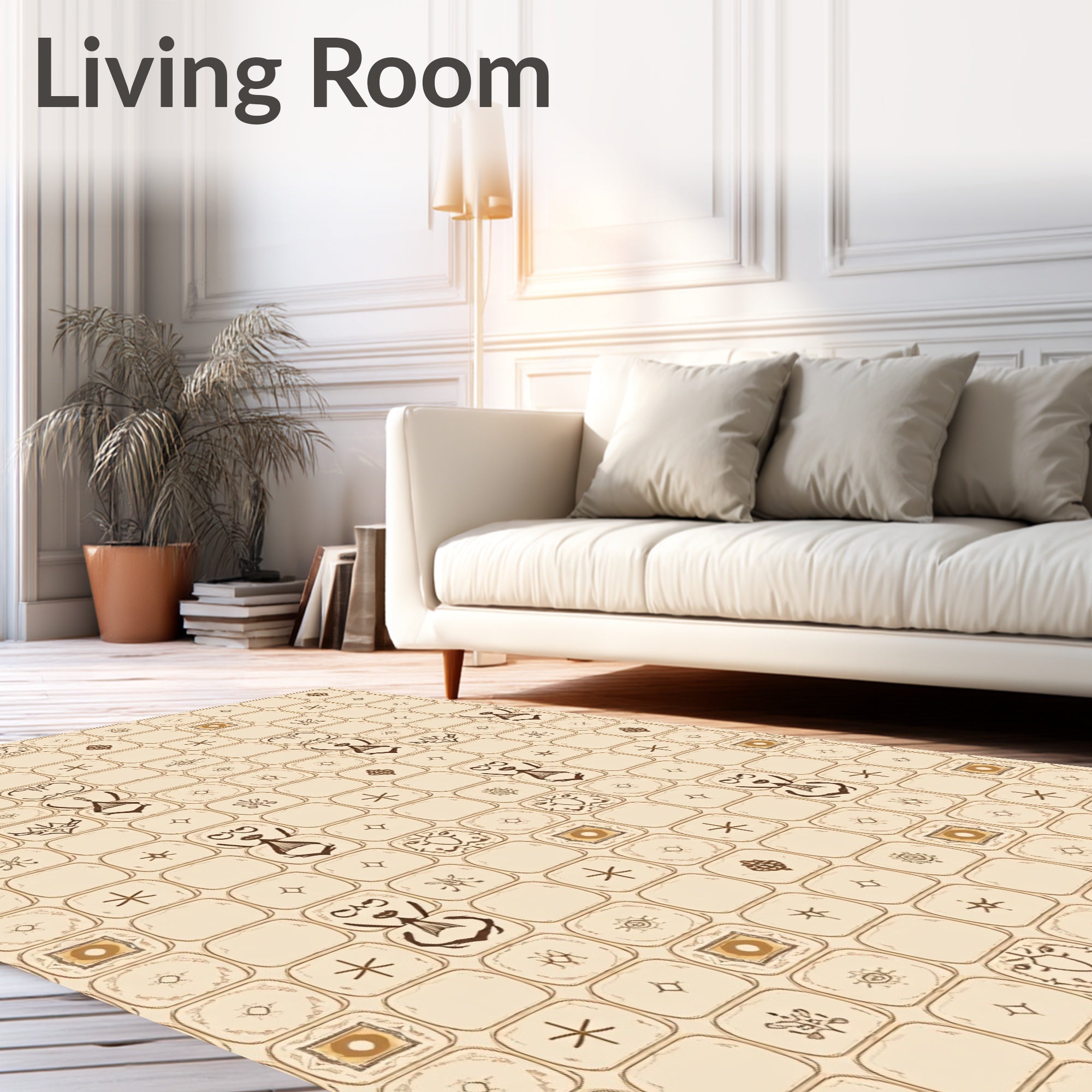 Ancient Runes and Symbols Grid Rug