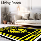 Bold Yellow Trophy Emblem Rug