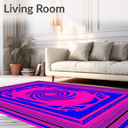 Hot Pink Blue Concentric Hypnotic Rug