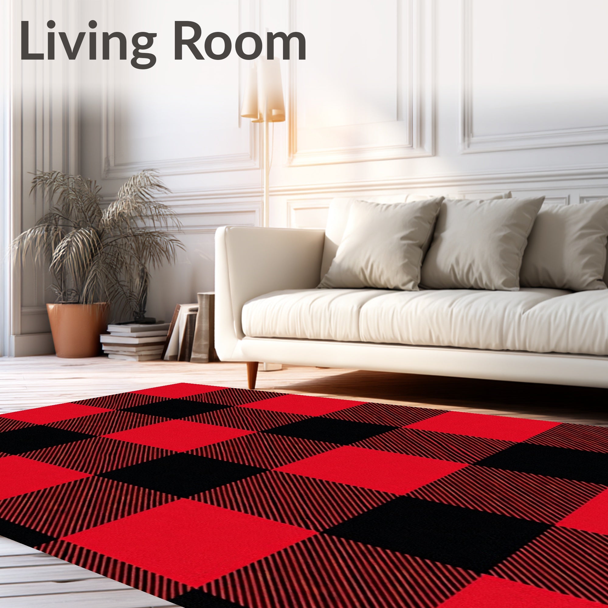 Red Black Buffalo Check Plaid Rug