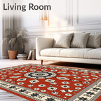 Rustic Red Floral Medallion Sunburst Rug
