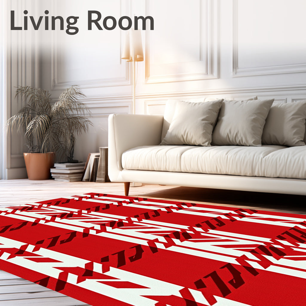Classic Red Houndstooth Plaid Rug