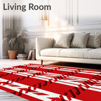 Classic Red Houndstooth Plaid Rug