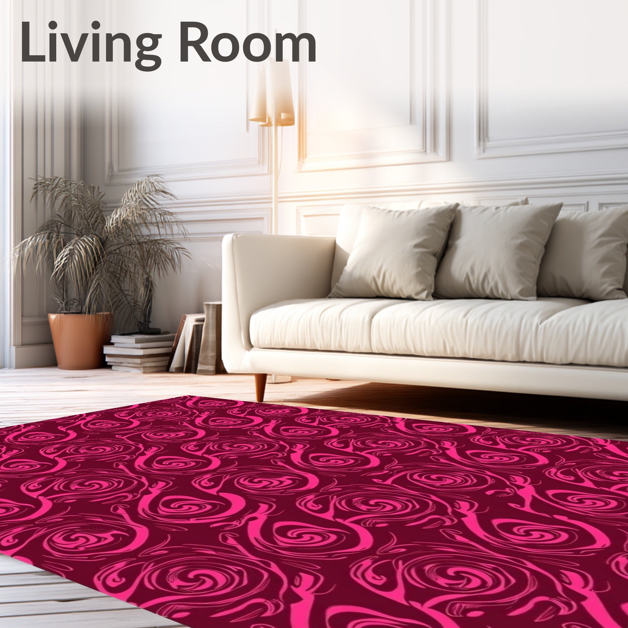 Dazzling Magenta Swirl Rose Rug