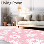 Pink White Snowflake Repeat Rug