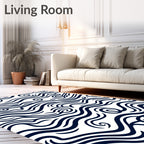 Deep Blue Abstract Wave Rug