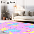 Pastel Pink Blue Floral Swirls Rug