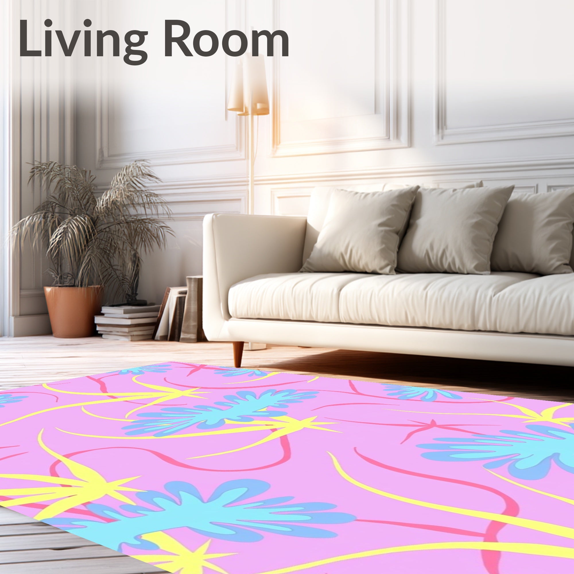 Pastel Pink Blue Floral Swirls Rug