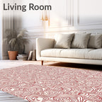 Crimson Abstract Swirl Collage Rug