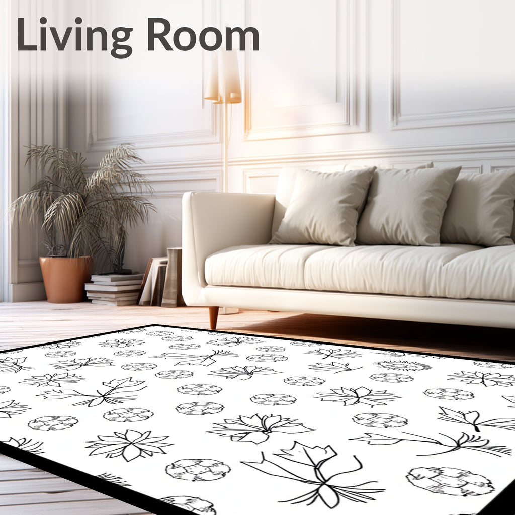 Botanical Sketch Collection Scattered Petals Rug