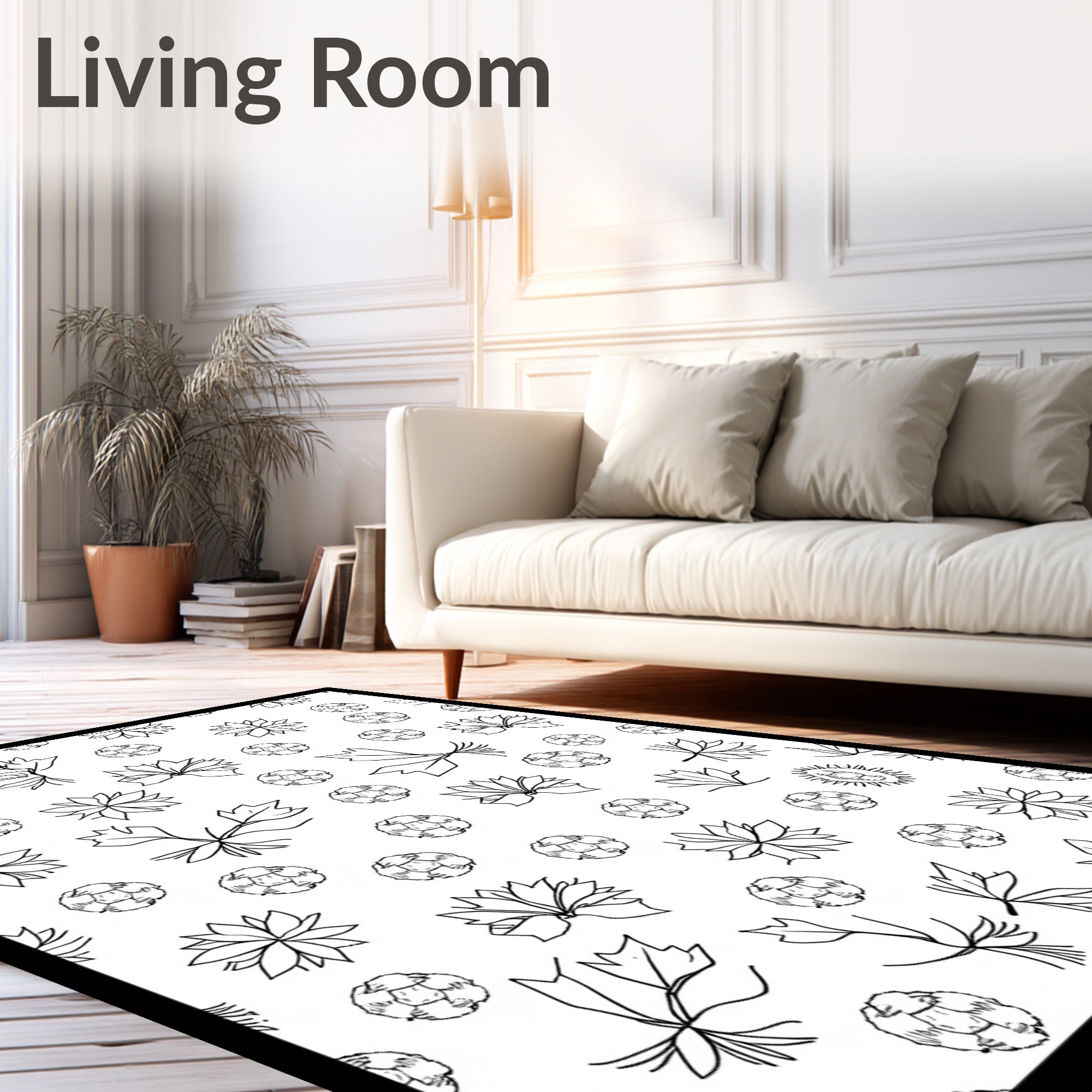 Botanical Sketch Collection Scattered Petals Rug