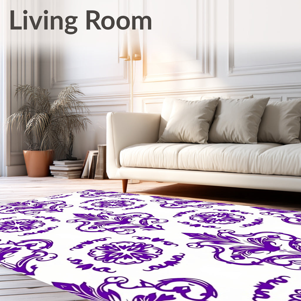 Deep Purple Classic Flourish Damask Rug