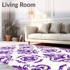 Deep Purple Classic Flourish Damask Rug