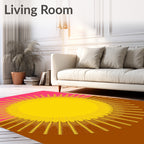Radiant Yellow Sunburst Pink Brown Rug