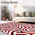 Crimson Swirl Abstract Maze Rug