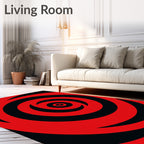 Vibrant Red Black Swirl Rug