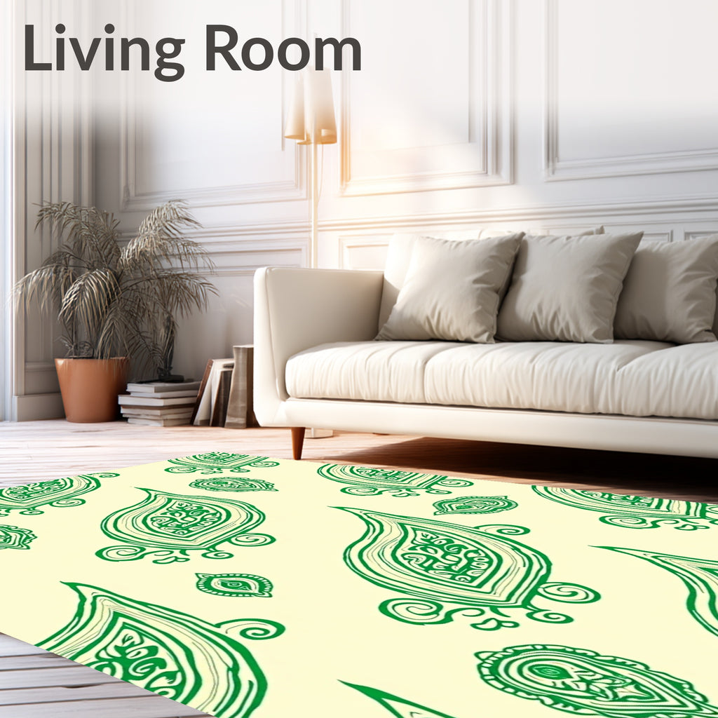 Luminous Green Paisley Medallion Rug
