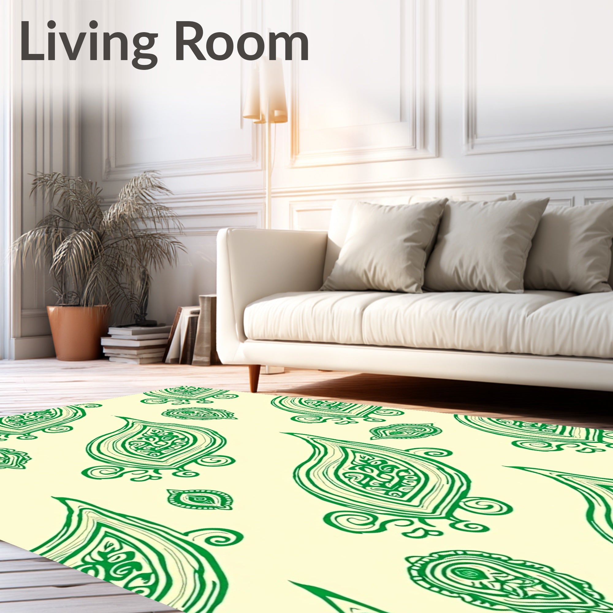 Luminous Green Paisley Medallion Rug