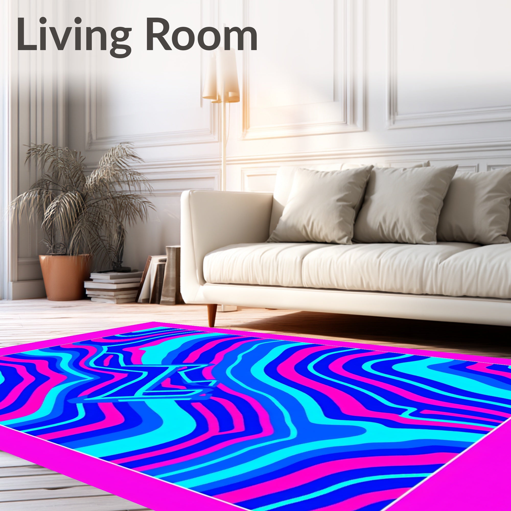 Vivid Blue Pink Abstract Swirls Rug
