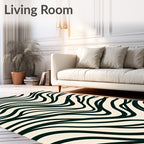 Bold Black Wavy Stripe Rug