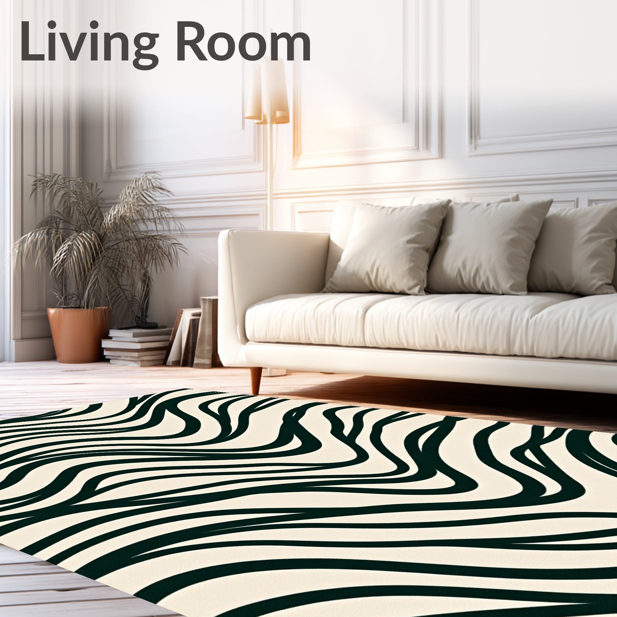 Bold Black Wavy Stripe Rug