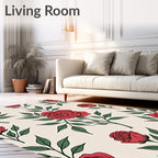 Red Rose Floral Botanical Garden Rug