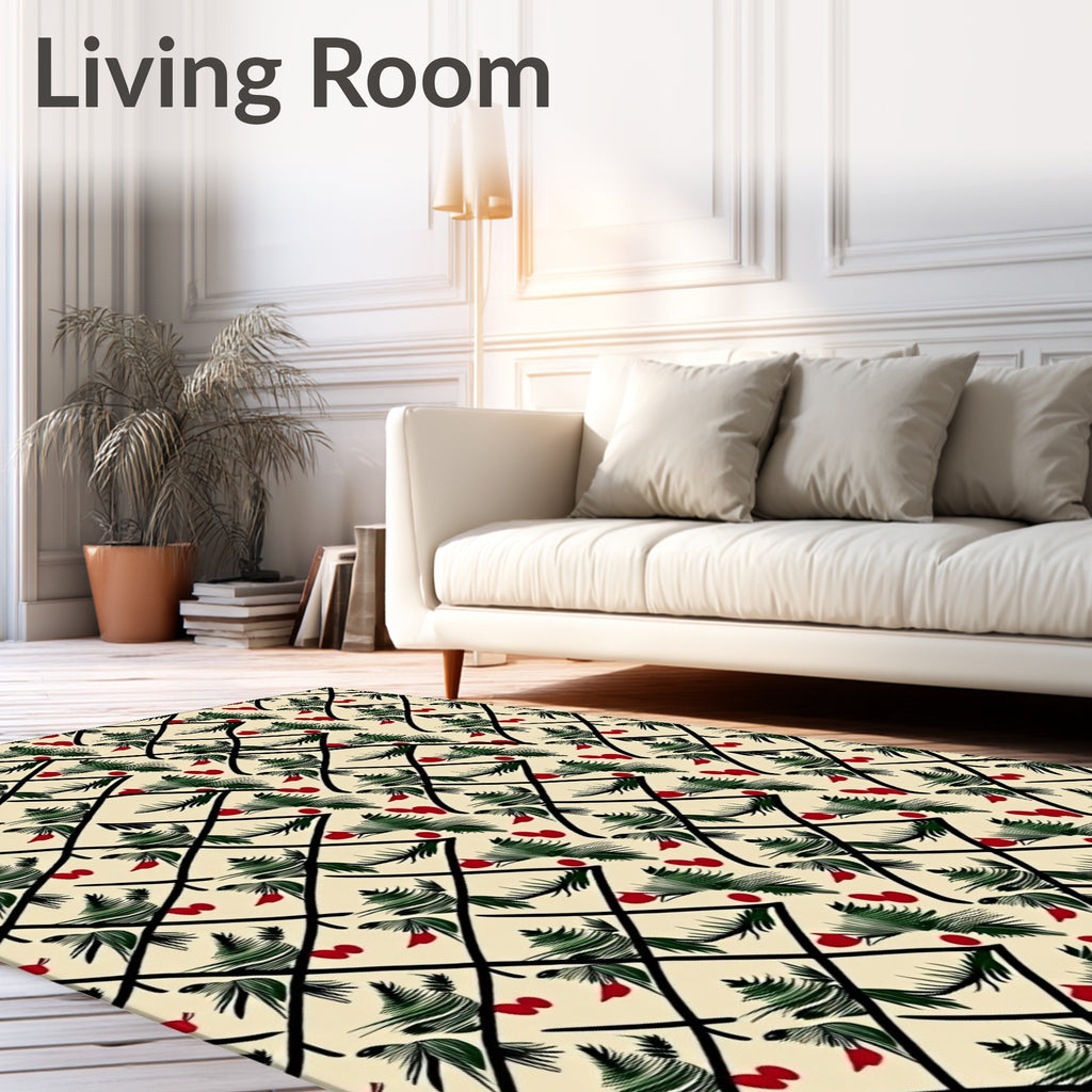 Black Lattice Emerald Pine Berry Accents Rug