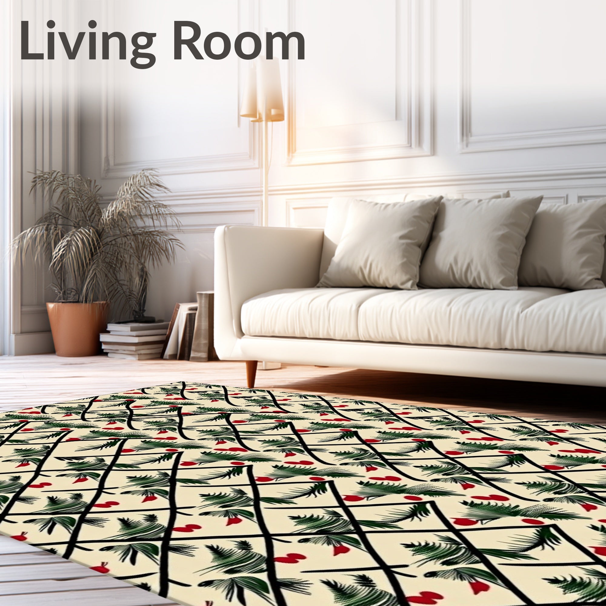 Black Lattice Emerald Pine Berry Accents Rug