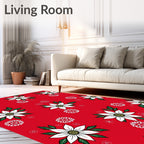 Red White Floral Garden Medallion Rug