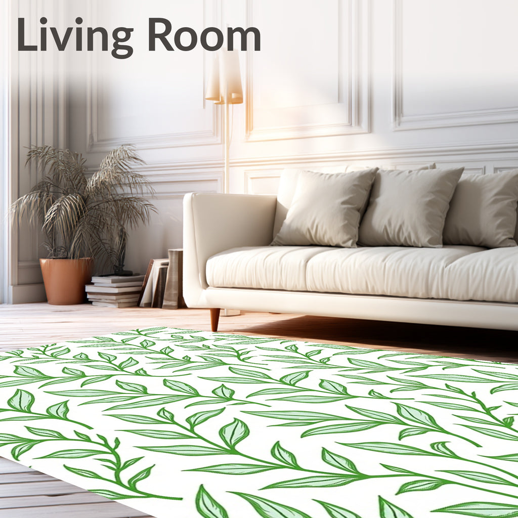 Green Leafy Branches Seamless Rug