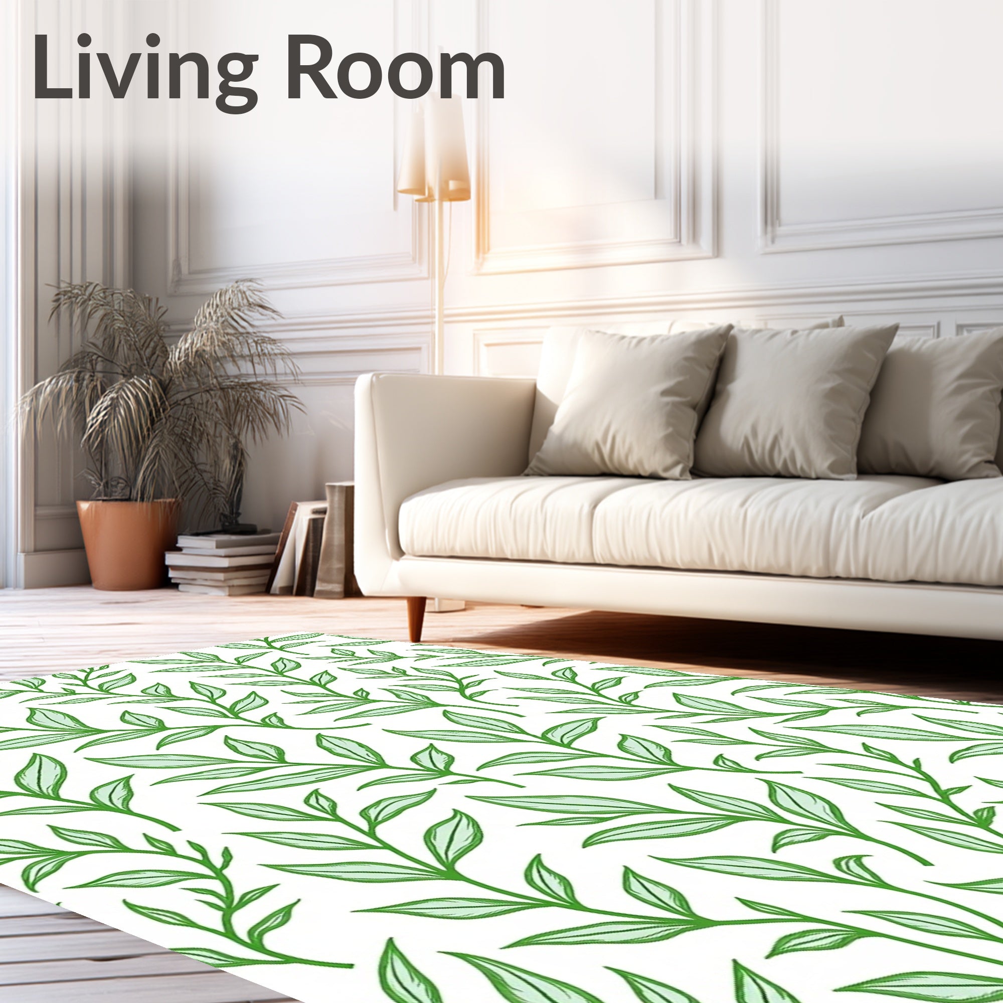 Green Leafy Branches Seamless Rug