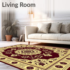 Crimson and Gold Medallion Floral Rug