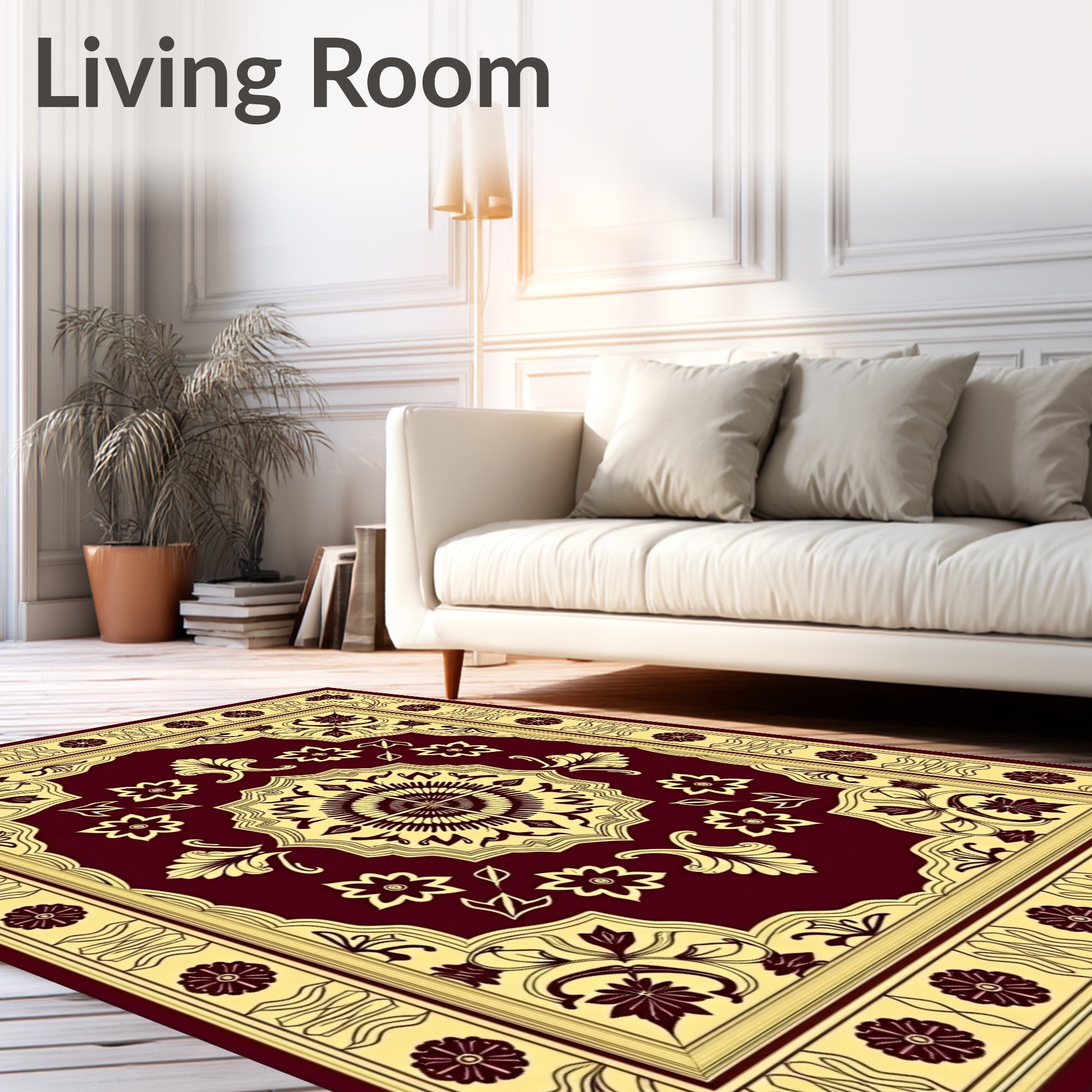 Crimson and Gold Medallion Floral Rug