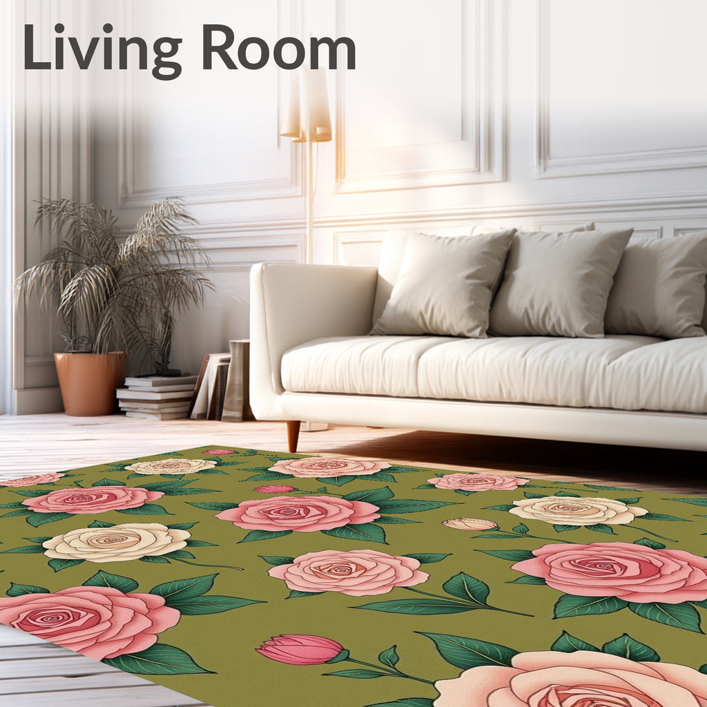 Vintage Rose Garden Arrangement Rug